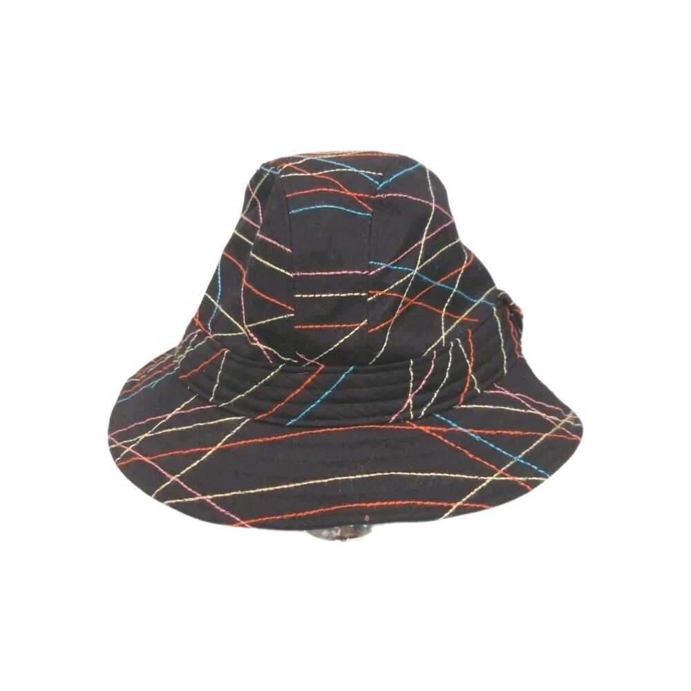NEW Black Fedora Cap Hat Sz Medium Neon Check New Market Trilby By Kangol Blue
